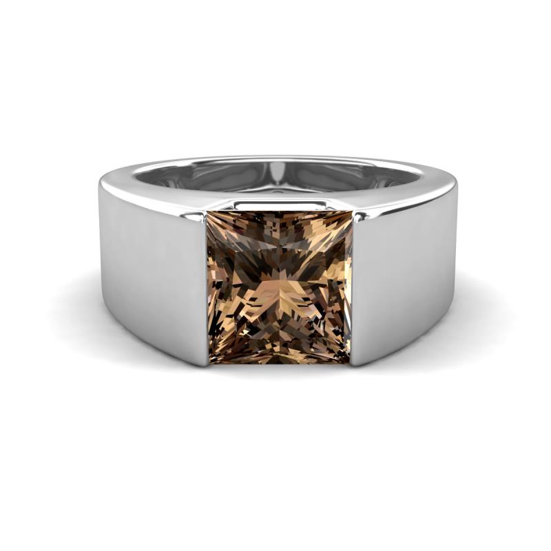 Jordan 2.30 ct Princess Shape Solitaire Smoky Quartz (8.00 mm) Men's Wedding Band 