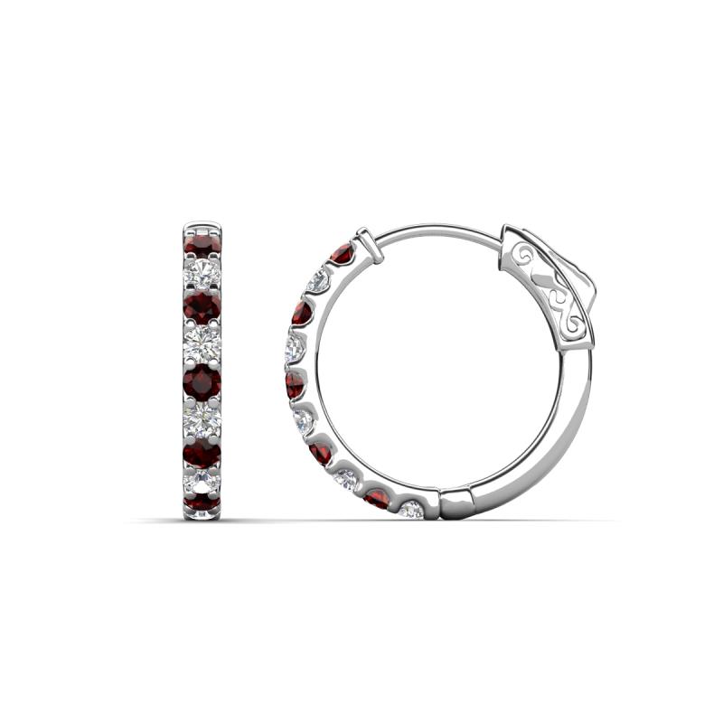 Akira 0.80 ctw Red Garnet and Lab Grown Diamonds (2.00 mm) Huggie Earrings 