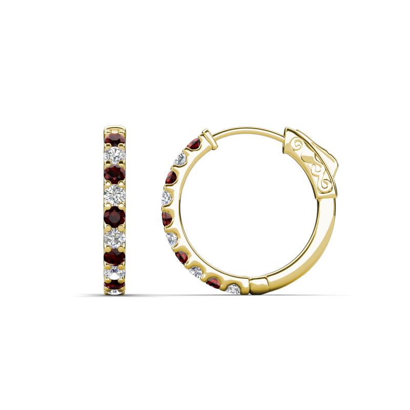 Akira 0.80 ctw Red Garnet and Lab Grown Diamonds (2.00 mm) Huggie Earrings 