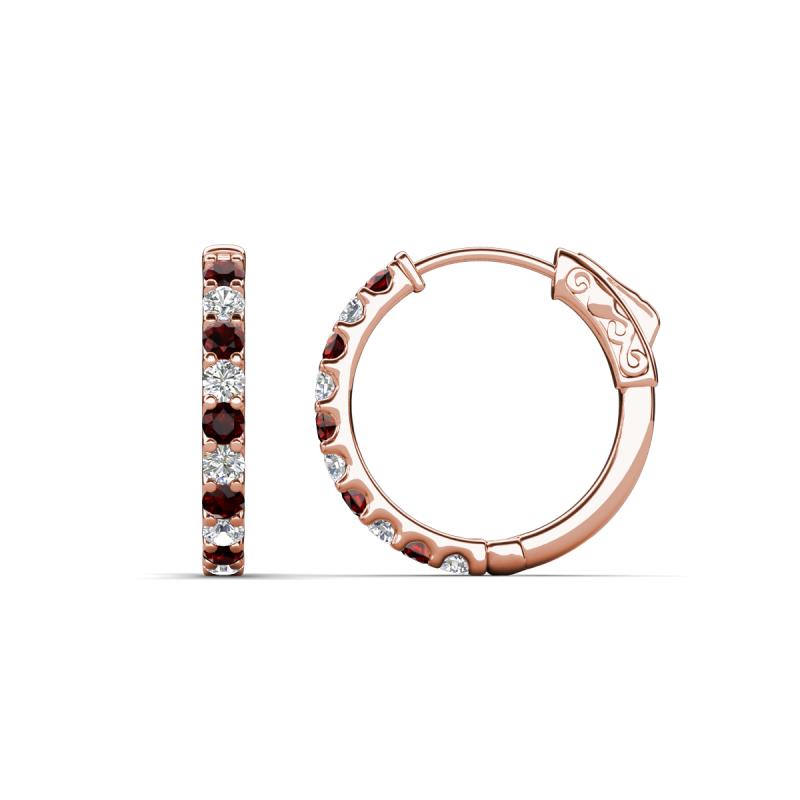 Akira 0.80 ctw Red Garnet and Lab Grown Diamonds (2.00 mm) Huggie Earrings 