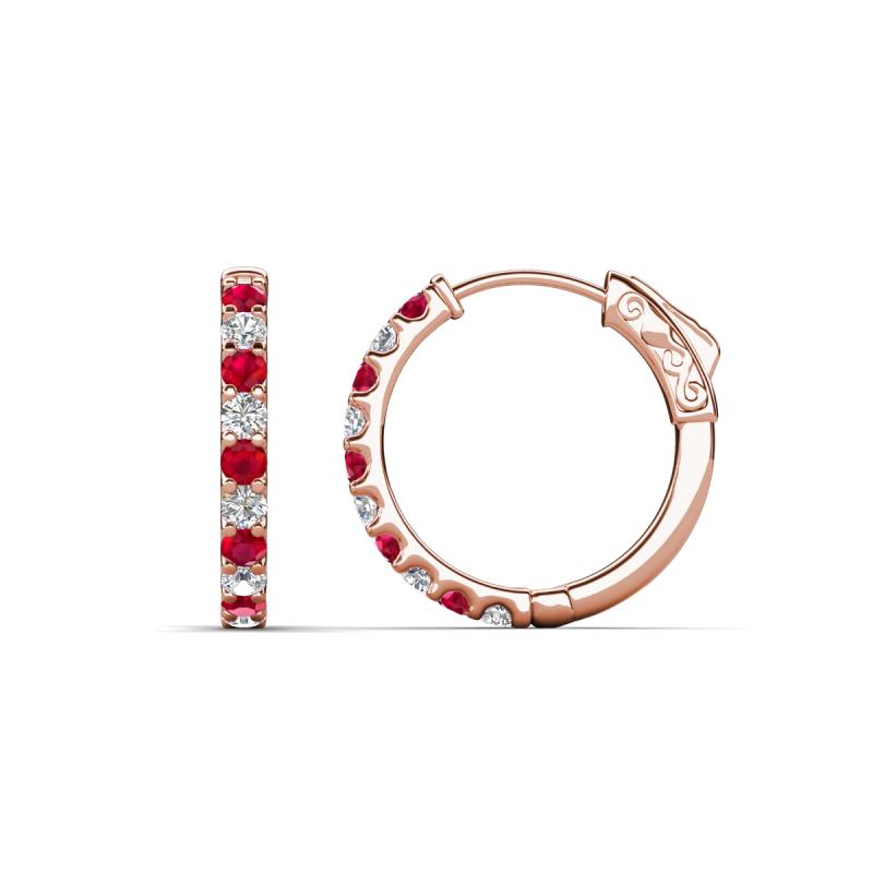 Akira 0.65 ctw Ruby and Lab Grown Diamonds (2.00 mm) Huggie Earrings 