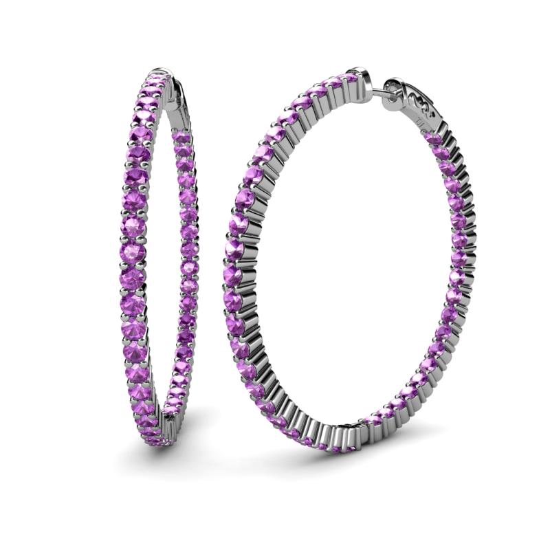 Carisa 4.73 ctw (2.70 mm) Inside Outside Round Amethyst Eternity Hoop Earrings 