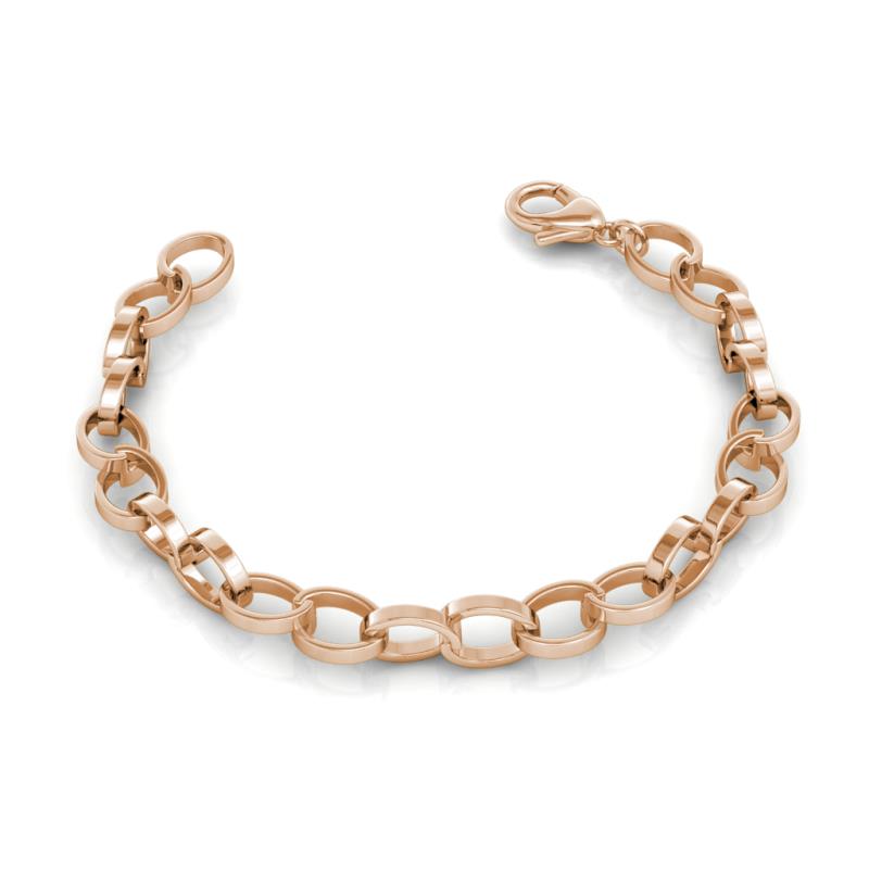 Emperor Unisex Double Link Bracelet 18K Rose Gold Over Sterling Silver 