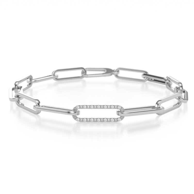Lilith 0.26 ctw Accented Natural Diamonds Paperclip Link Bracelet 