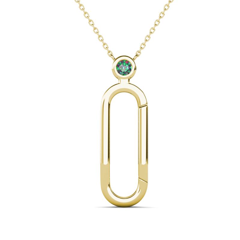 Fahari Created Alexandrite Accent Paperclip Charm Holder Pendant Necklace 