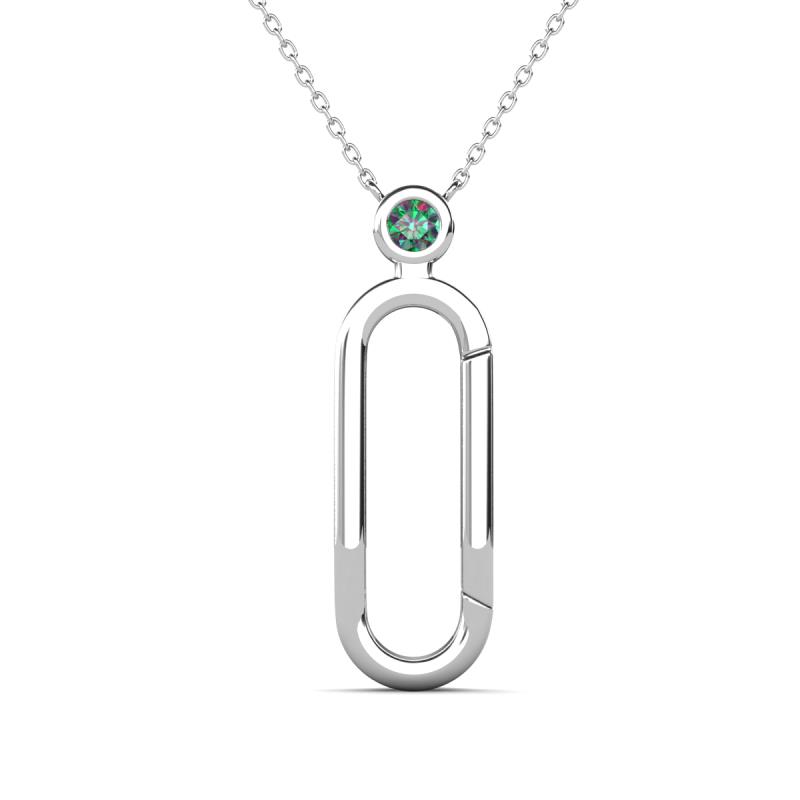 Fahari Created Alexandrite Accent Paperclip Charm Holder Pendant Necklace 