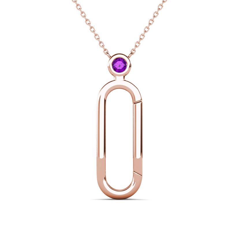 Fahari Amethyst Accent Paperclip Charm Holder Pendant Necklace 