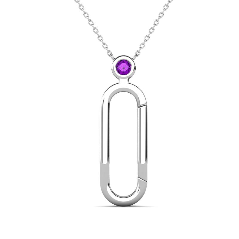 Fahari Amethyst Accent Paperclip Charm Holder Pendant Necklace 
