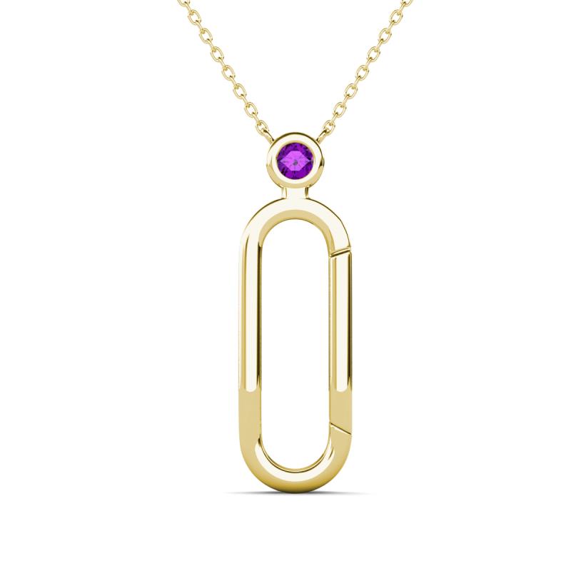 Fahari Amethyst Accent Paperclip Charm Holder Pendant Necklace 