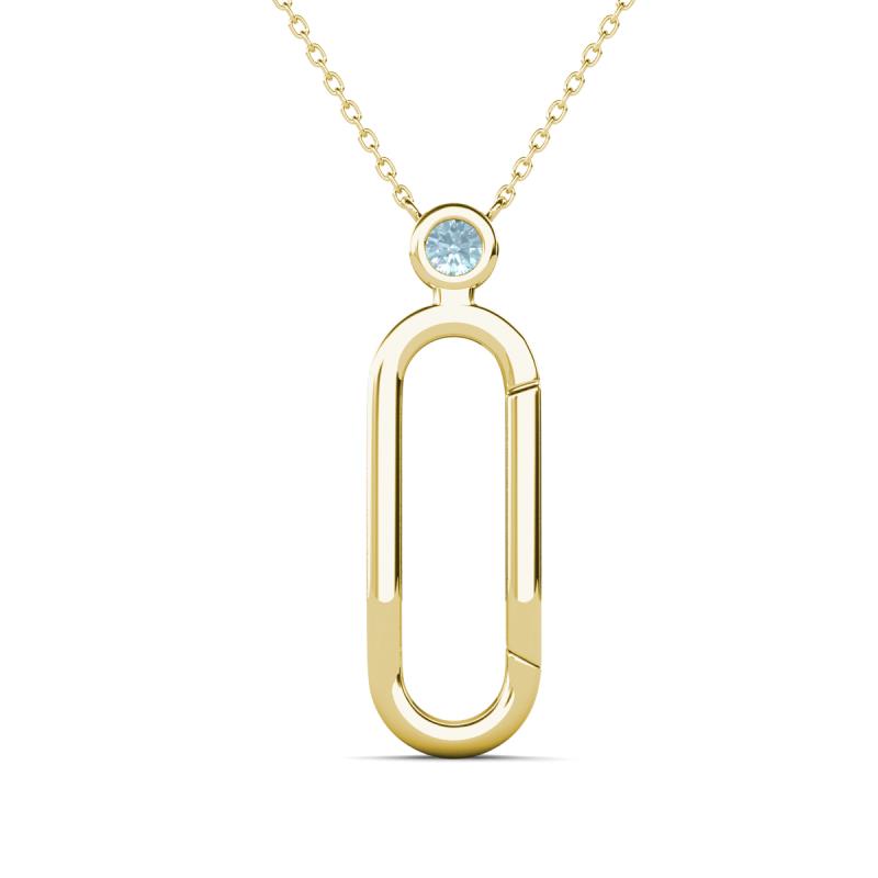 Fahari Aquamarine Accent Paperclip Charm Holder Pendant Necklace 