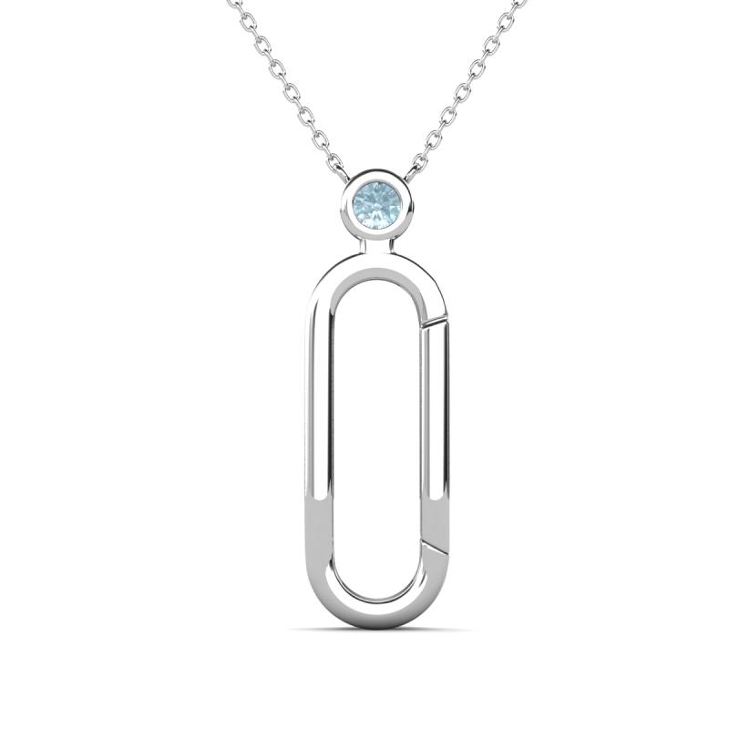 Fahari Aquamarine Accent Paperclip Charm Holder Pendant Necklace 
