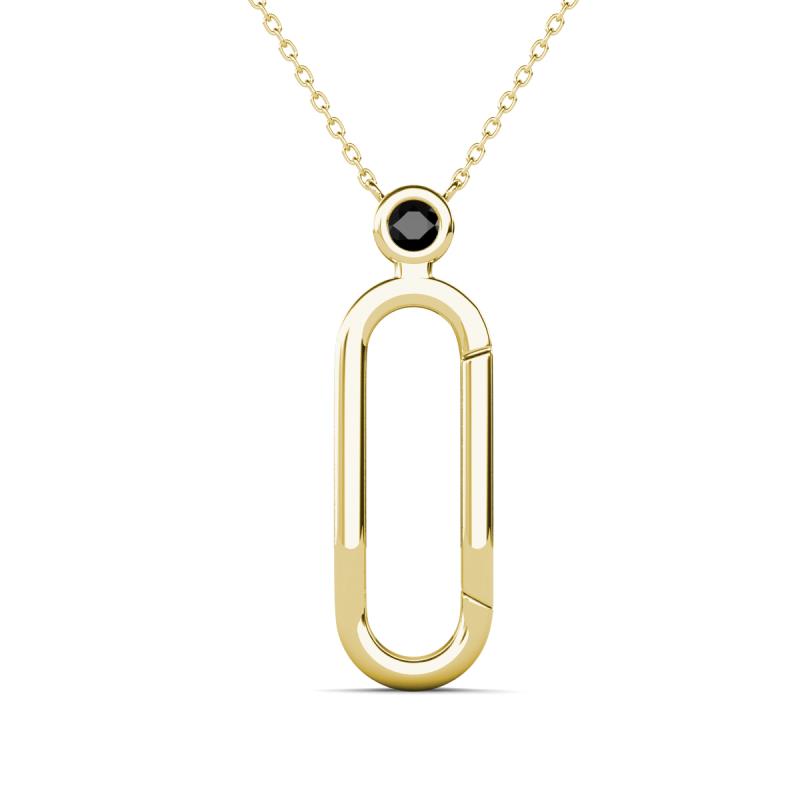 Fahari Black Diamond Accent Paperclip Charm Holder Pendant Necklace 
