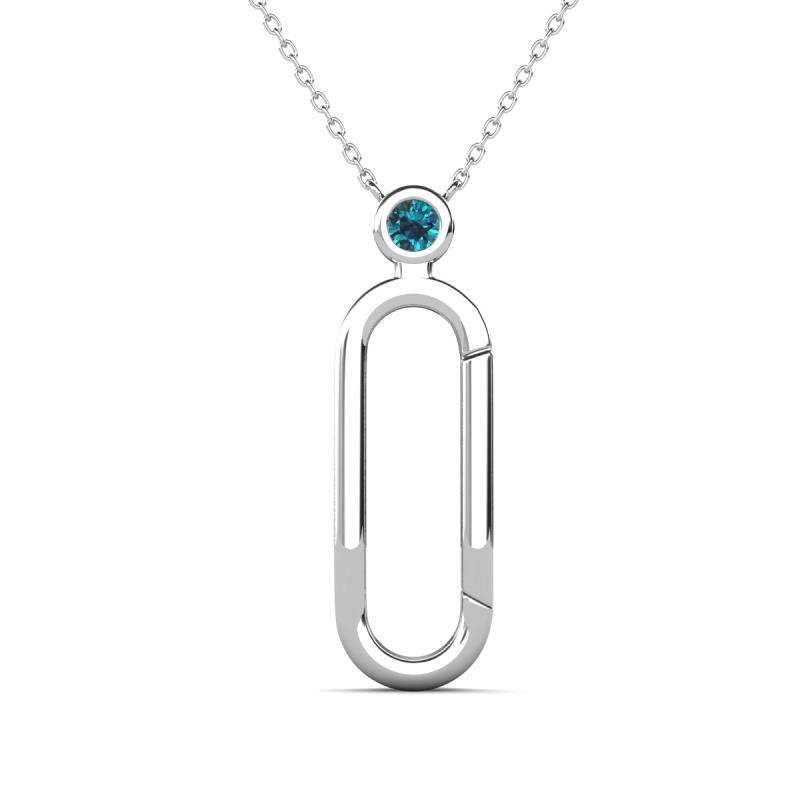 Fahari Blue Diamond Accent Paperclip Charm Holder Pendant Necklace 