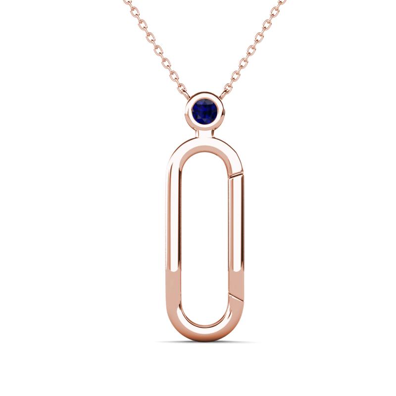 Fahari Blue Sapphire Accent Paperclip Charm Holder Pendant Necklace 