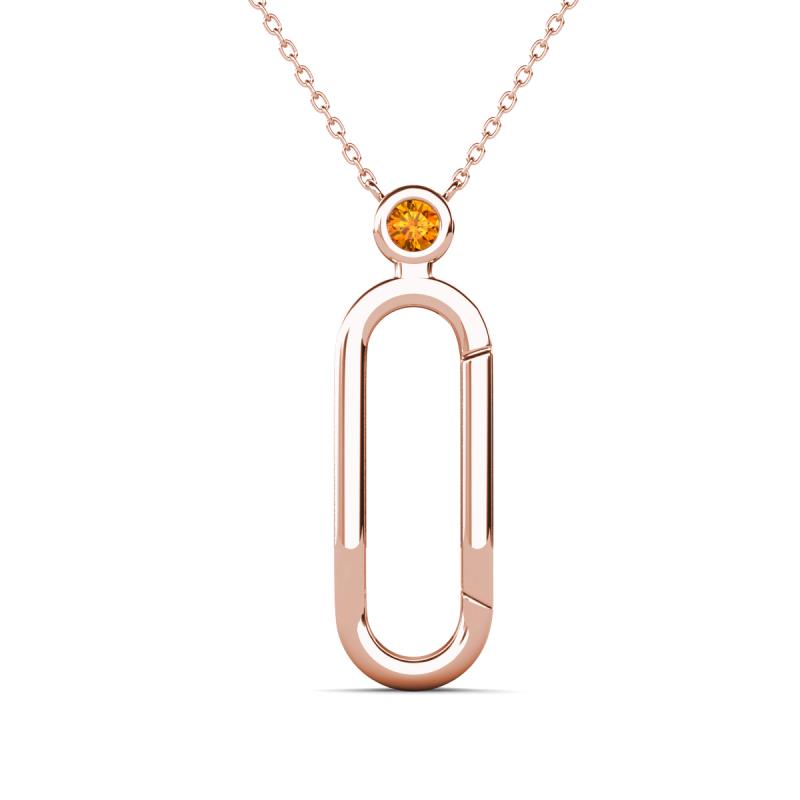 Fahari Citrine Accent Paperclip Charm Holder Pendant Necklace 