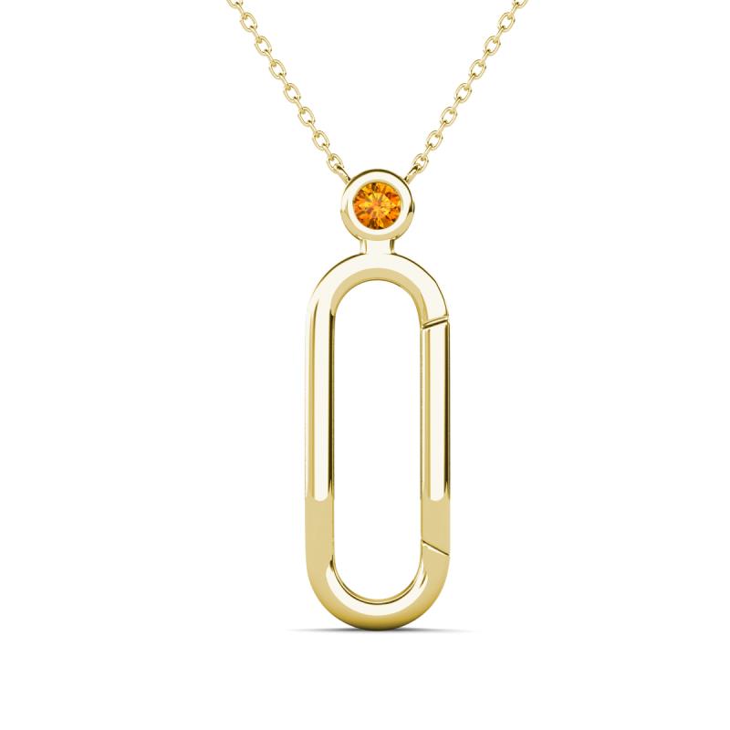 Fahari Citrine Accent Paperclip Charm Holder Pendant Necklace 
