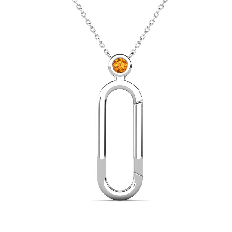Fahari Citrine Accent Paperclip Charm Holder Pendant Necklace 