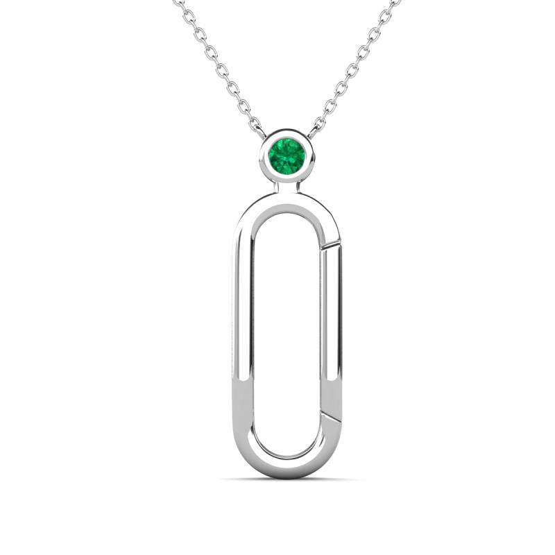 Fahari Emerald Accent Paperclip Charm Holder Pendant Necklace 