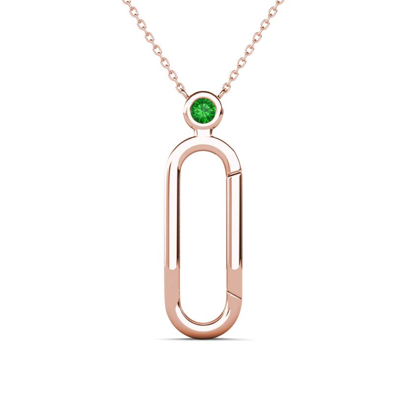 Fahari Green Garnet Accent Paperclip Charm Holder Pendant Necklace 