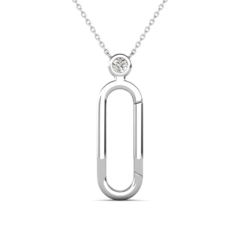 Fahari Moissanite Accent Paperclip Charm Holder Pendant Necklace 