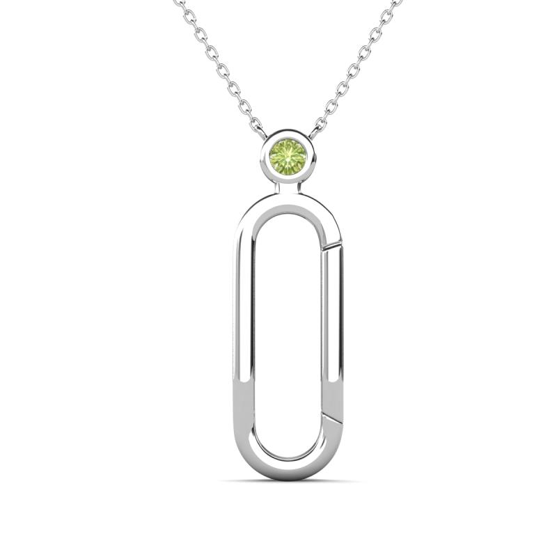 Fahari Peridot Accent Paperclip Charm Holder Pendant Necklace 