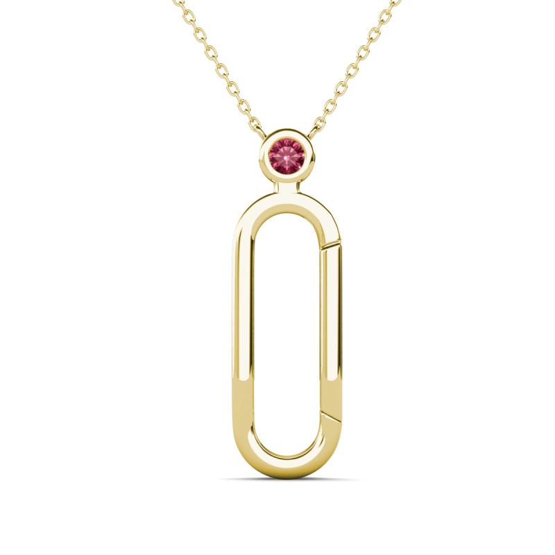 Fahari Pink Tourmaline Accent Paperclip Charm Holder Pendant Necklace 