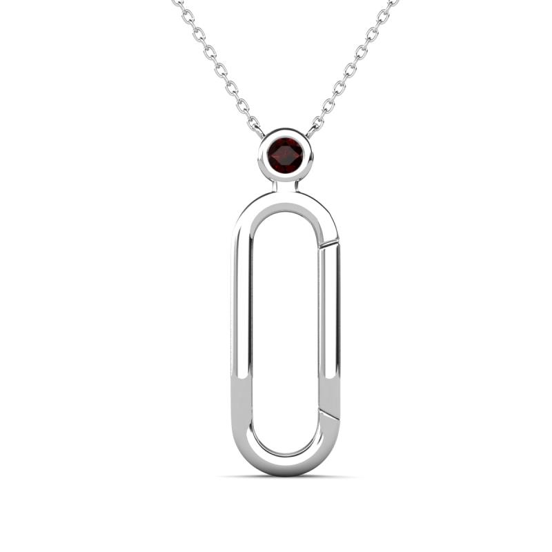 Fahari Red Garnet Accent Paperclip Charm Holder Pendant Necklace 