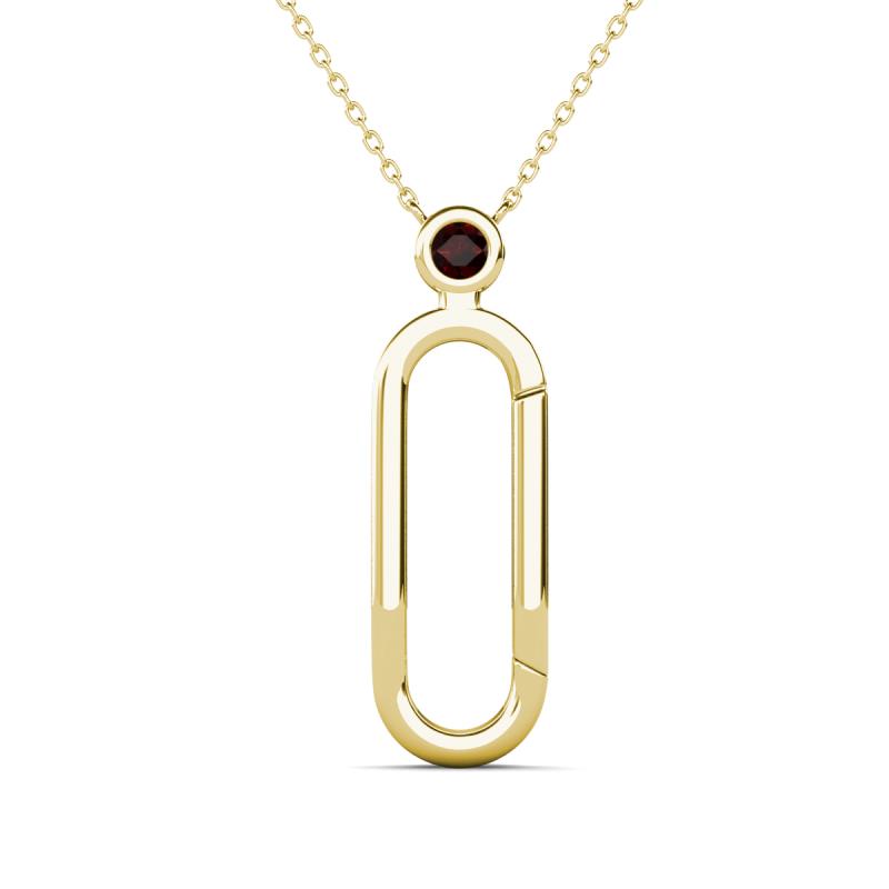 Fahari Red Garnet Accent Paperclip Charm Holder Pendant Necklace 