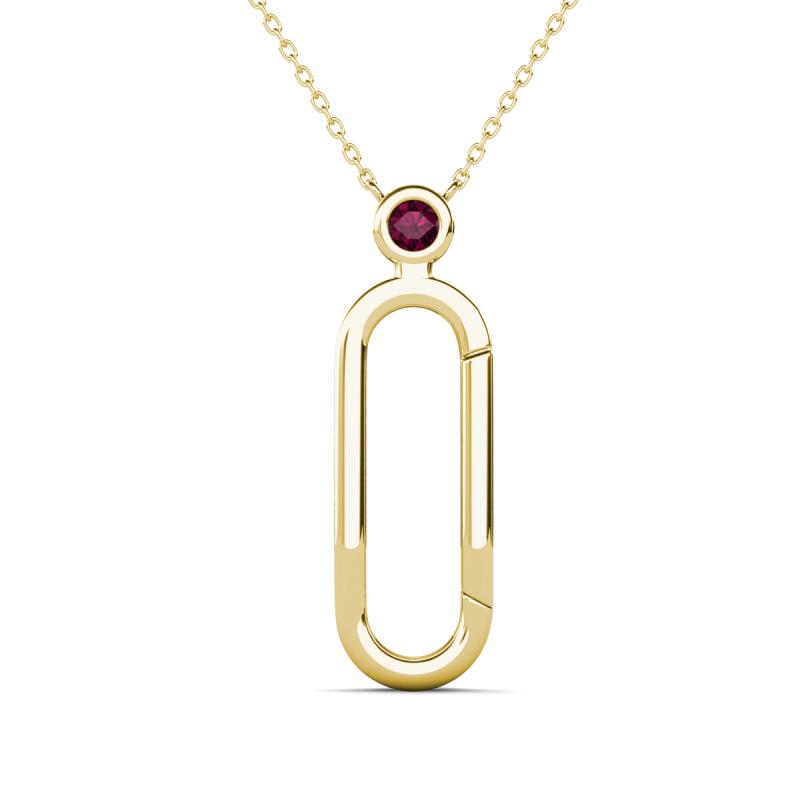 Fahari Rhodolite Garnet Accent Paperclip Charm Holder Pendant Necklace 