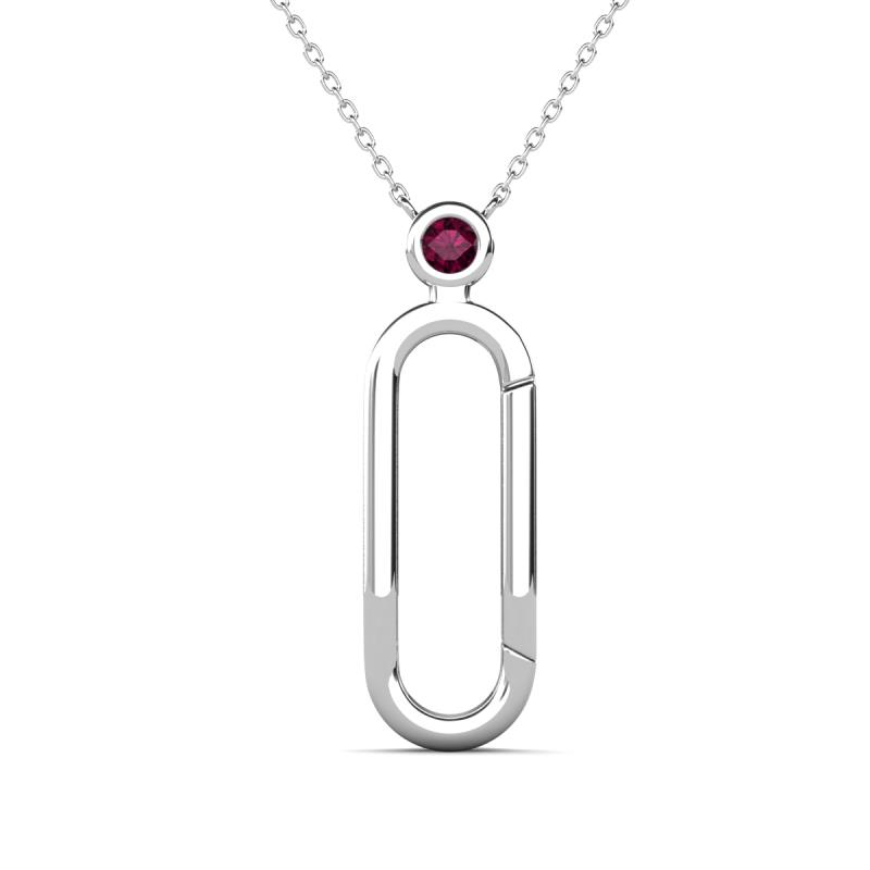 Fahari Rhodolite Garnet Accent Paperclip Charm Holder Pendant Necklace 