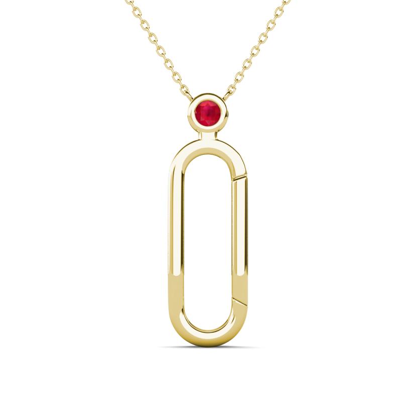 Fahari Ruby Accent Paperclip Charm Holder Pendant Necklace 