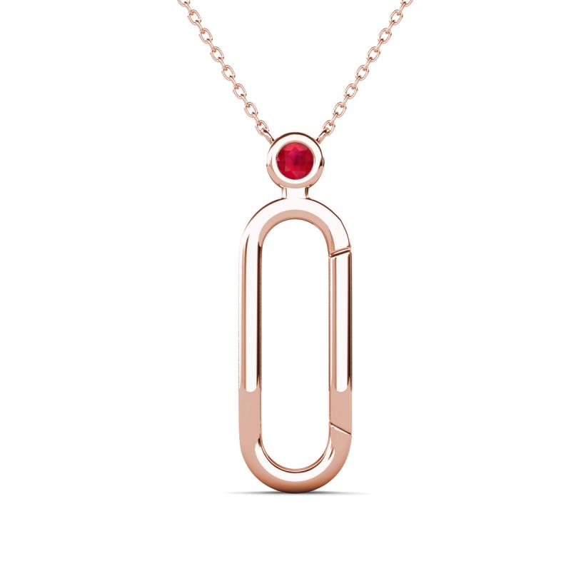 Fahari Ruby Accent Paperclip Charm Holder Pendant Necklace 