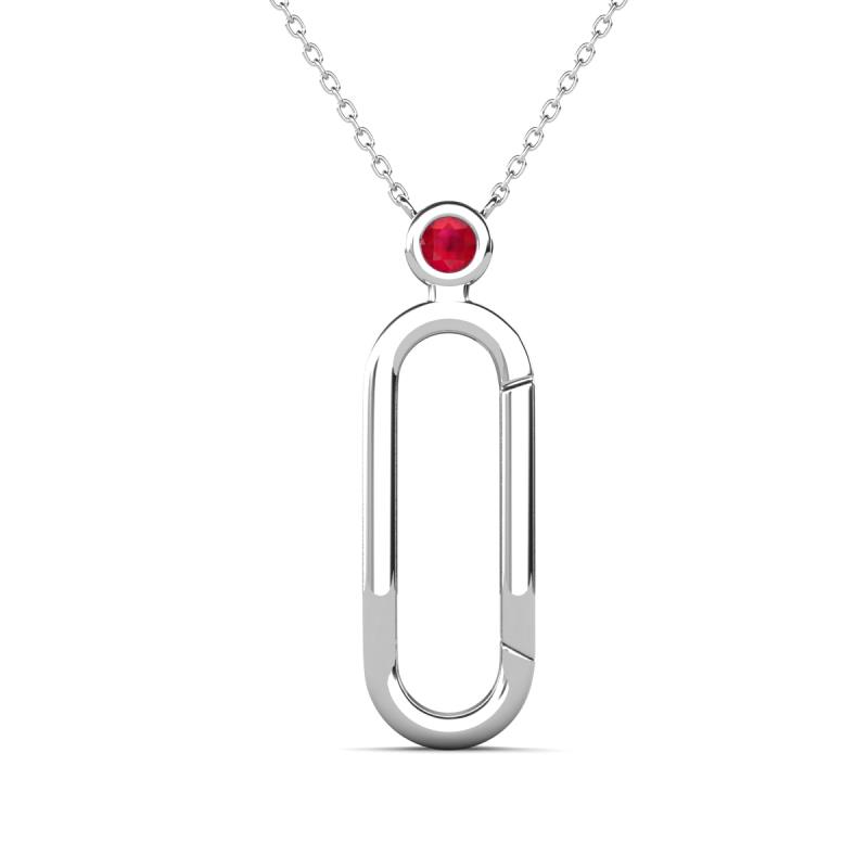 Fahari Ruby Accent Paperclip Charm Holder Pendant Necklace 