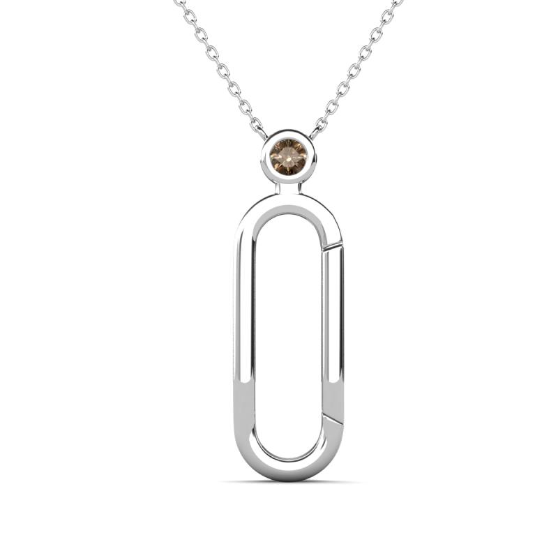 Fahari Smoky Quartz Accent Paperclip Charm Holder Pendant Necklace 