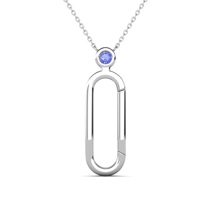 Fahari Tanzanite Accent Paperclip Charm Holder Pendant Necklace 