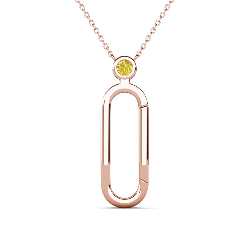 Fahari Yellow Diamond Accent Paperclip Charm Holder Pendant Necklace 
