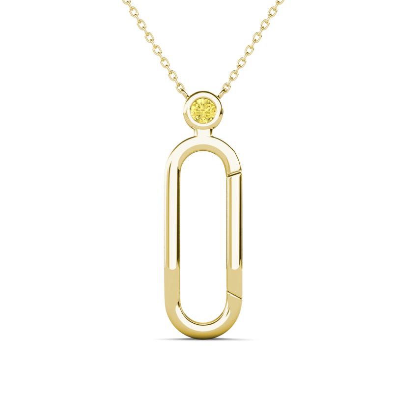 Fahari Yellow Sapphire Accent Paperclip Charm Holder Pendant Necklace 