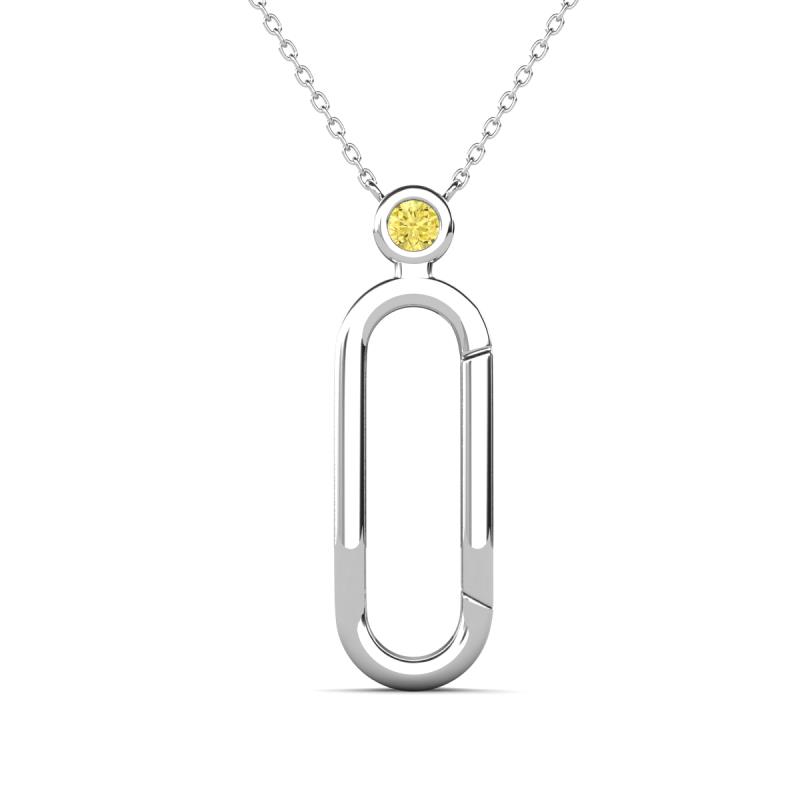 Fahari Yellow Sapphire Accent Paperclip Charm Holder Pendant Necklace 