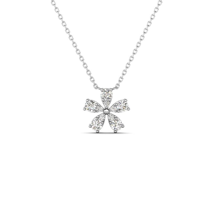 Bloom Moissanite and Lab Grown Diamonds Petite Women Flower Pendant Necklace 