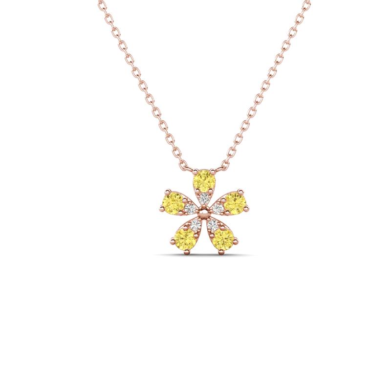 Bloom Yellow Sapphire and Lab Grown Diamonds Petite Women Flower Pendant Necklace 