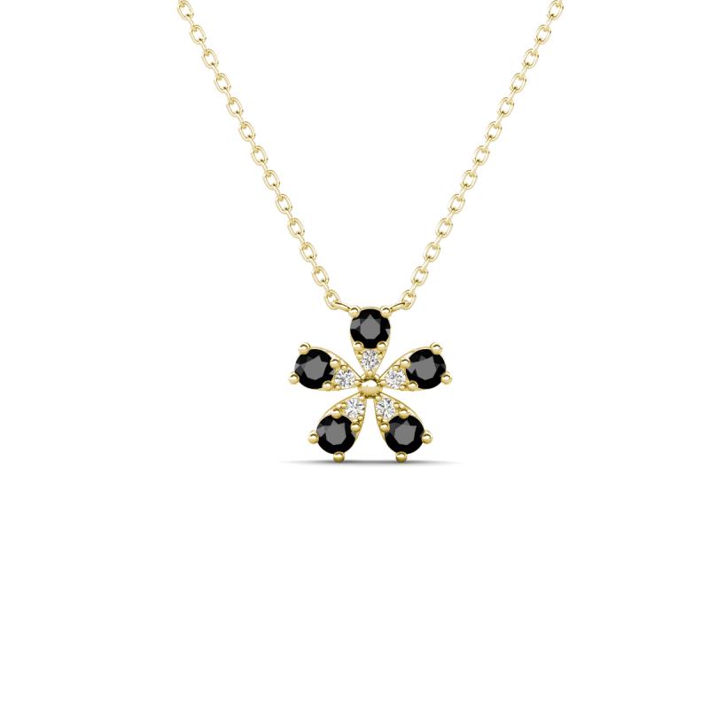 Bloom Black Diamonds and Natural Diamonds Petite Women Flower Pendant Necklace 