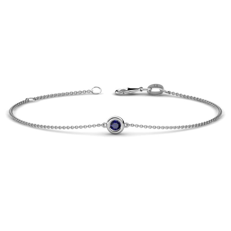 Alys (3mm) Round Blue Sapphire Solitaire Station Minimalist Bracelet 