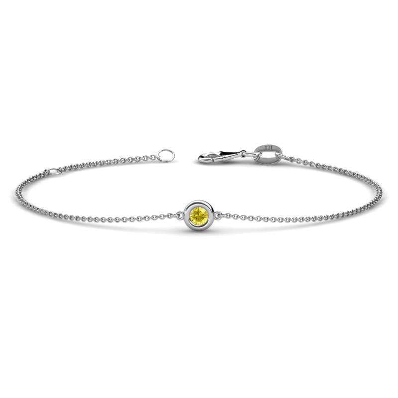 Alys (3mm) Round Yellow Sapphire Solitaire Station Minimalist Bracelet 
