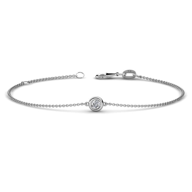 Alys (3mm) Round Natural Diamond Solitaire Station Minimalist Bracelet 
