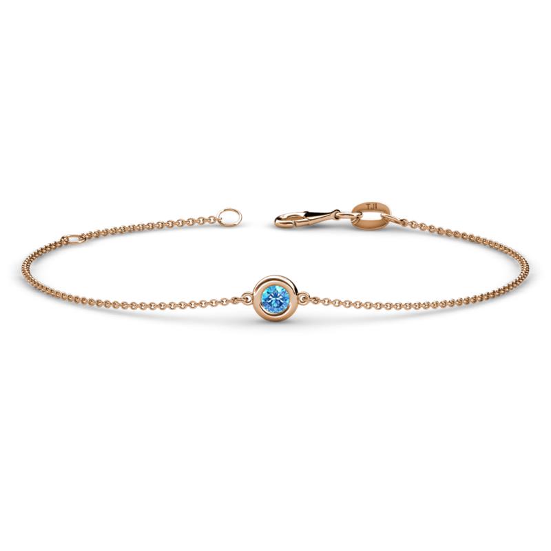 Alys (3.5 mm) Round Blue Topaz Solitaire Station Minimalist Bracelet 