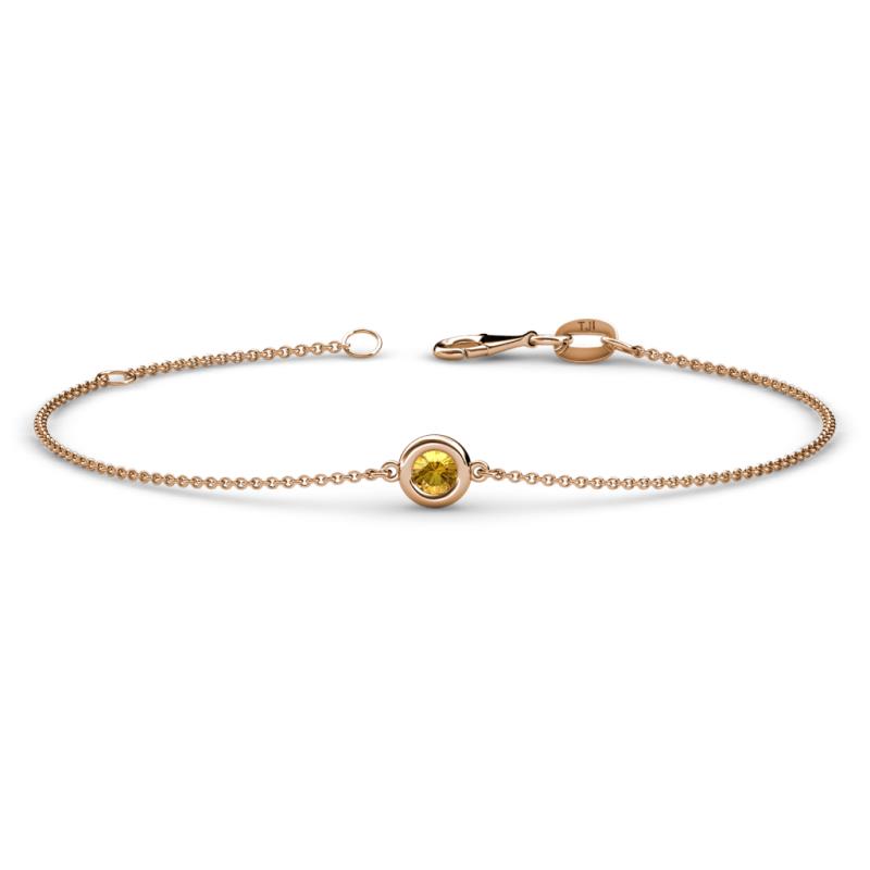 Alys (3.5 mm) Round Citrine Solitaire Station Minimalist Bracelet 