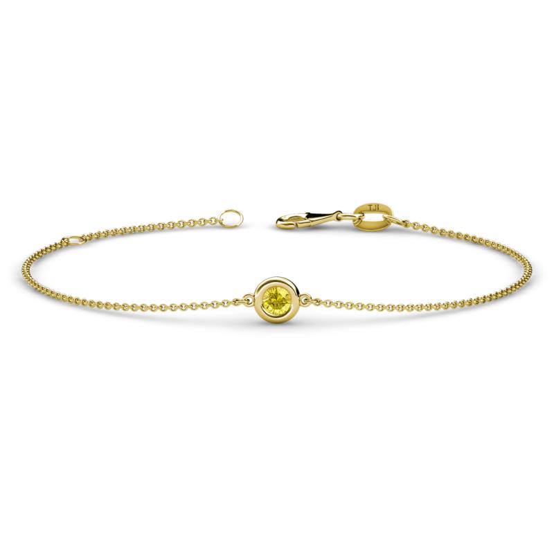 Alys (3.5 mm) Round Yellow Sapphire Solitaire Station Minimalist Bracelet 