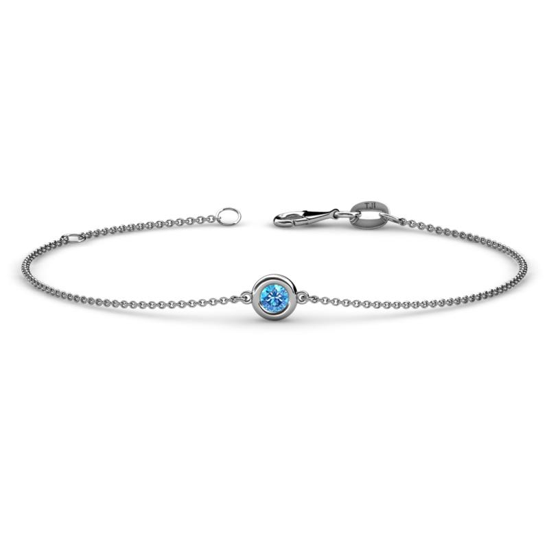 Alys (3.5 mm) Round Blue Topaz Solitaire Station Minimalist Bracelet 