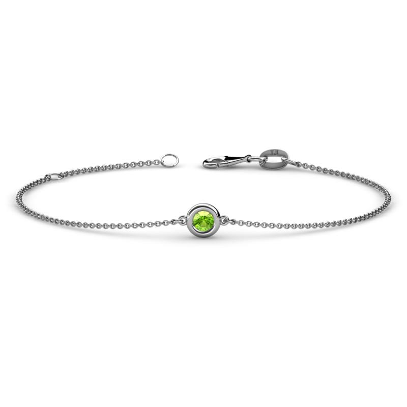 Alys (3.5 mm) Round Peridot Solitaire Station Minimalist Bracelet 