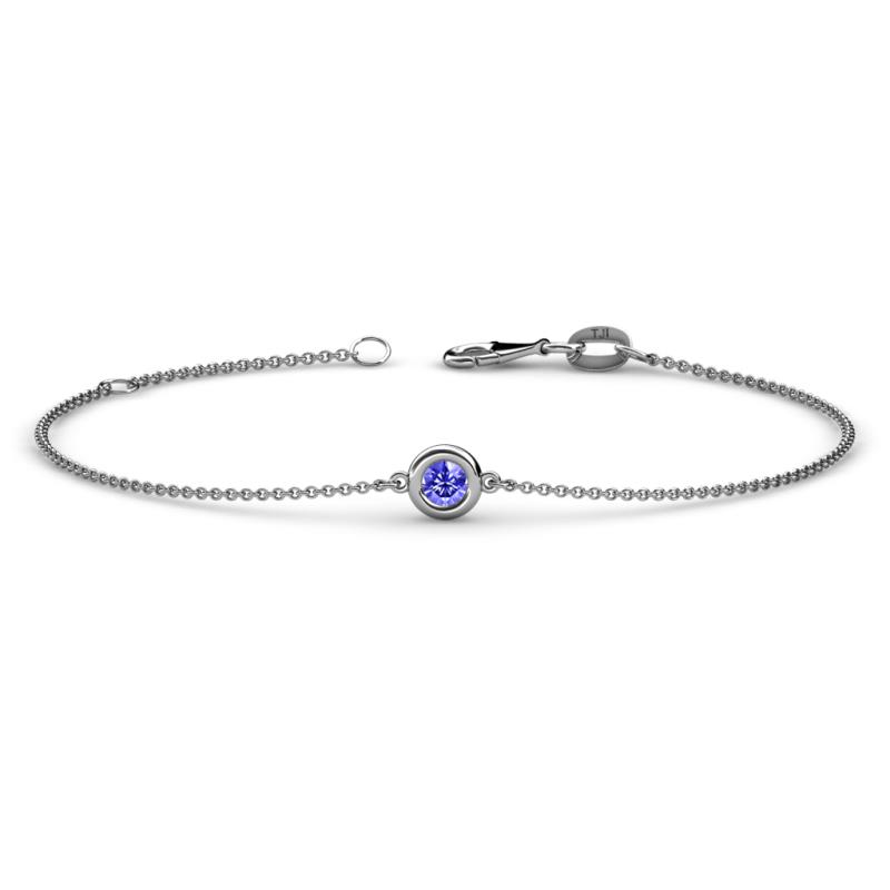 Alys (3.5 mm) Round Tanzanite Solitaire Station Minimalist Bracelet 